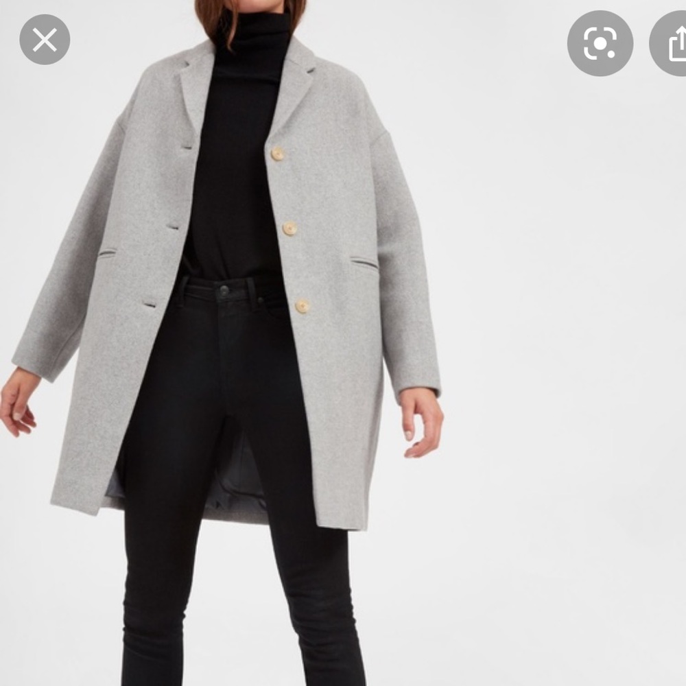 Everlane cocoon coat - light heather grey, size 0